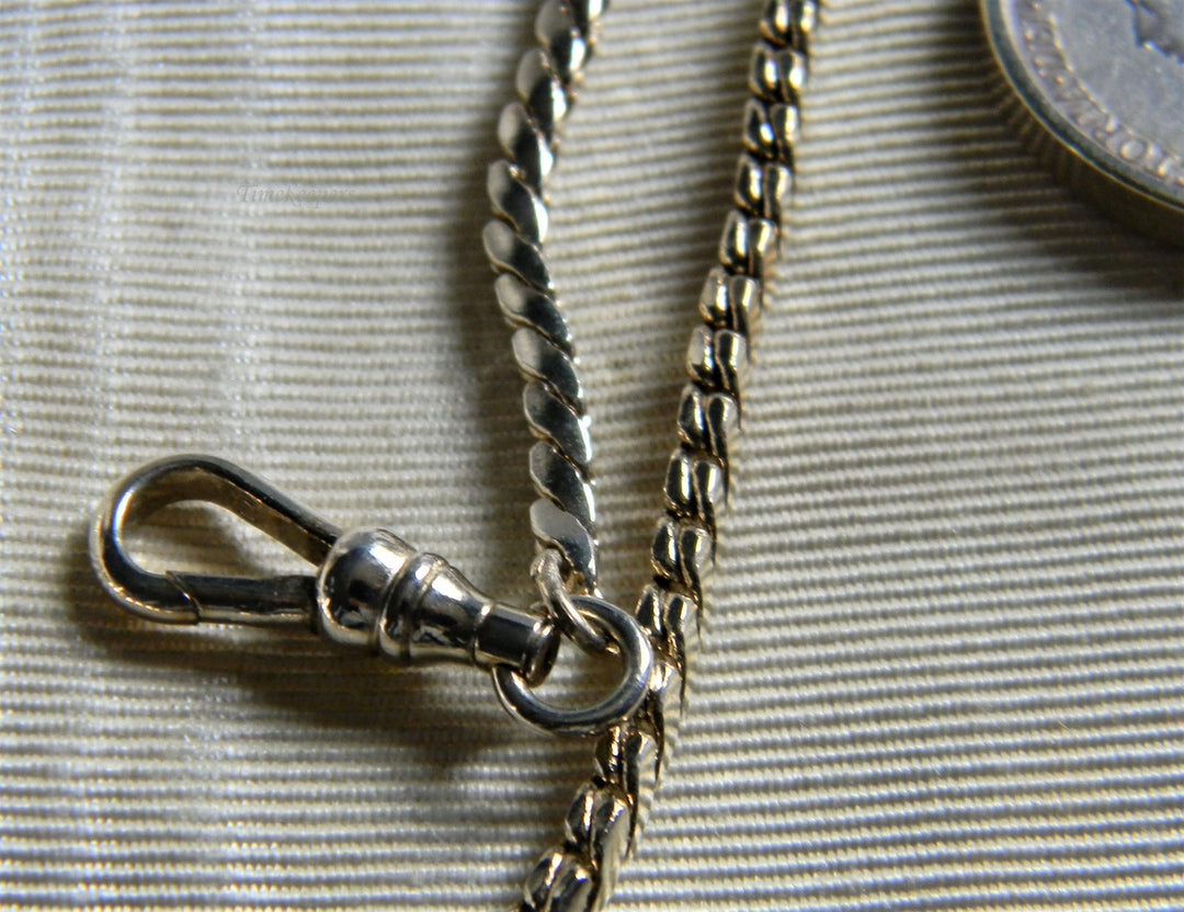 h852 Vintage Gold Tone Pocket Watch Chain with One Shilling Coin 1895