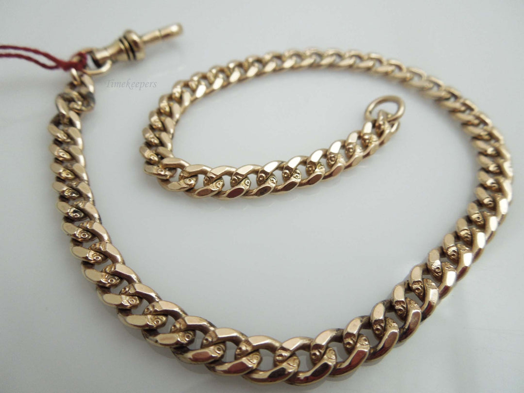 g495 Stylish Unisex Gold Filled 10" Curb Link Bracelet or Pocketwatch Chain