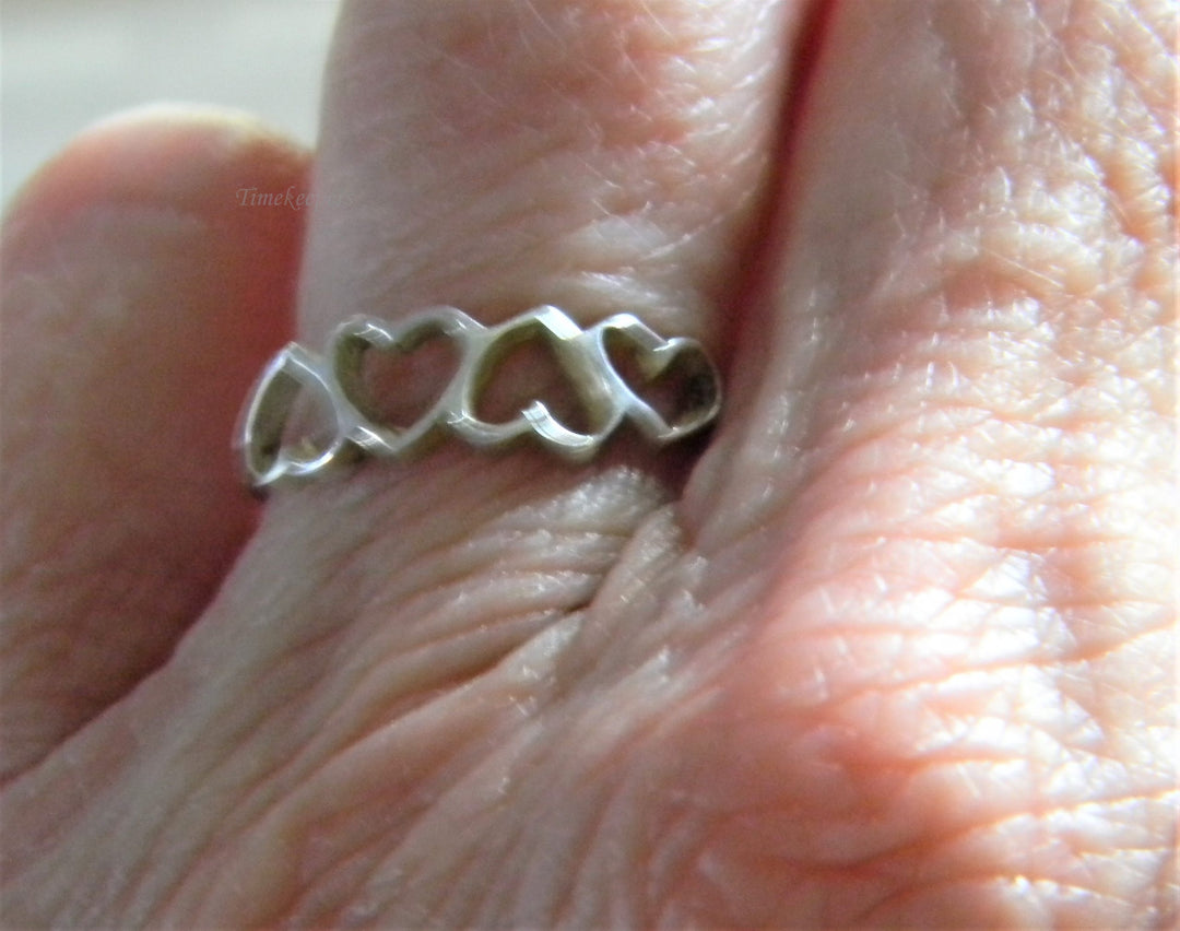 h892 Pretty Preowned Heart Sterling Silver Ring Size 5