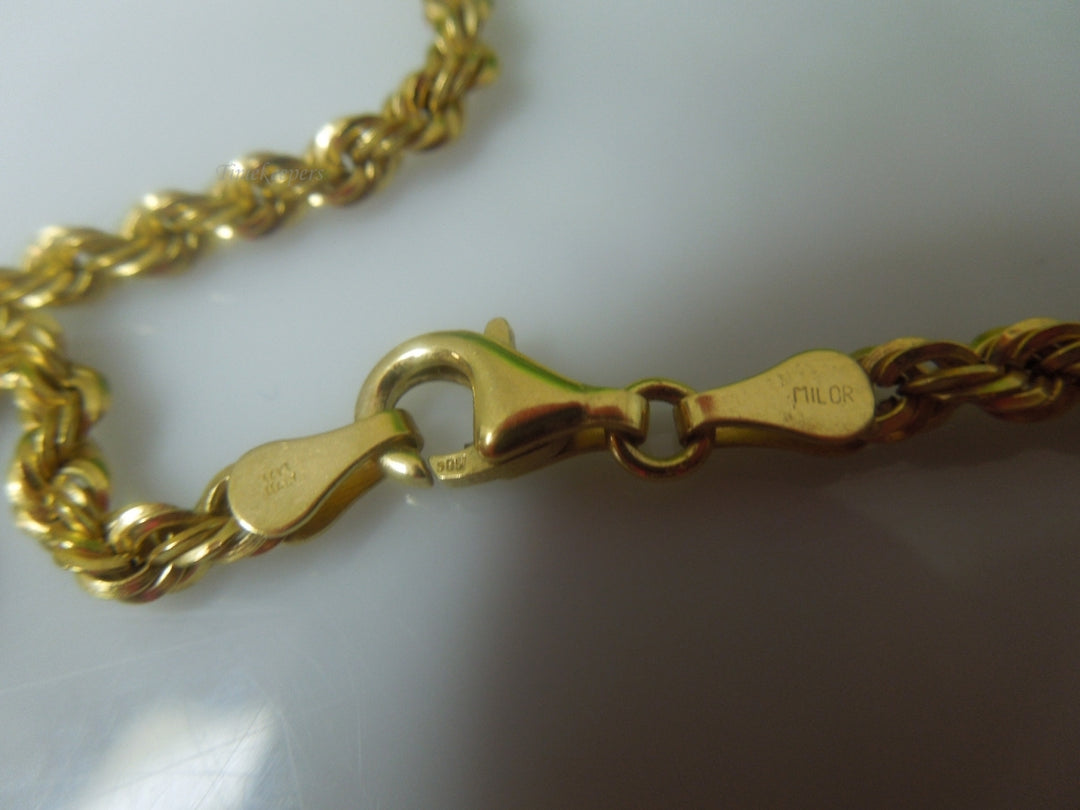 q580 Real 14kt Yellow Gold Milor Made In Italy Rope Chain Size 21.75