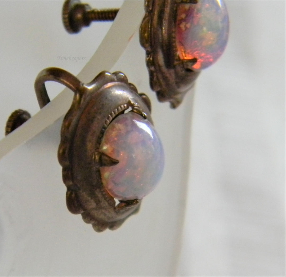 h903 Stunning Gold Filled Earrings with Oval Opals (not Pierced)