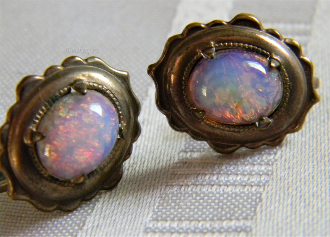 h903 Stunning Gold Filled Earrings with Oval Opals (not Pierced)