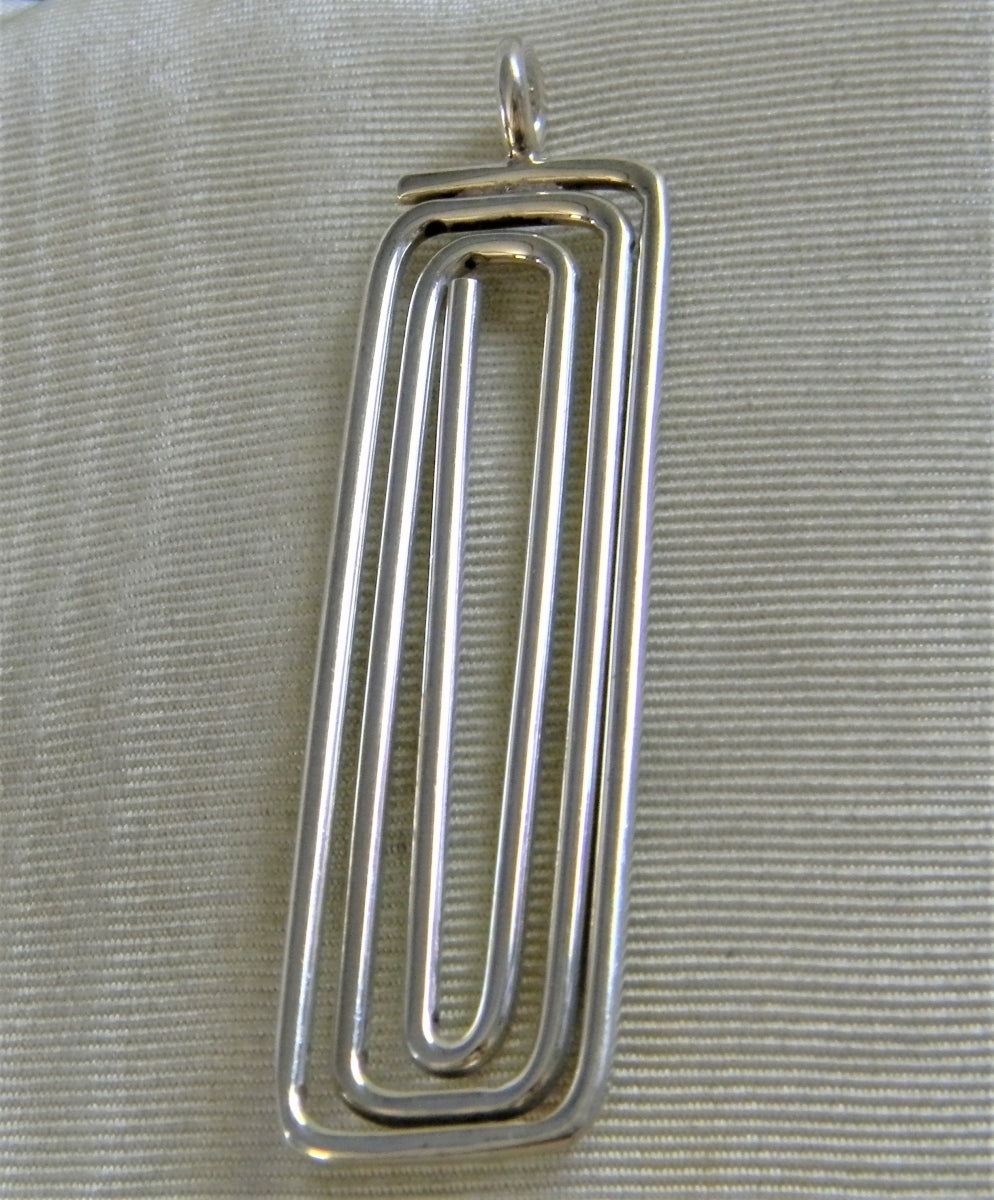 h940 Unique Wound Rectangle Sterling Silver Pendant (NO CHAIN)