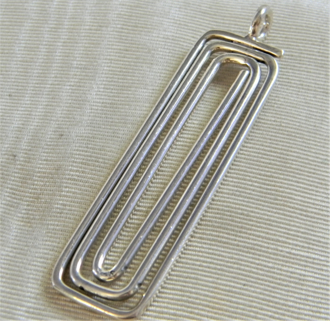 h940 Unique Wound Rectangle Sterling Silver Pendant (NO CHAIN)