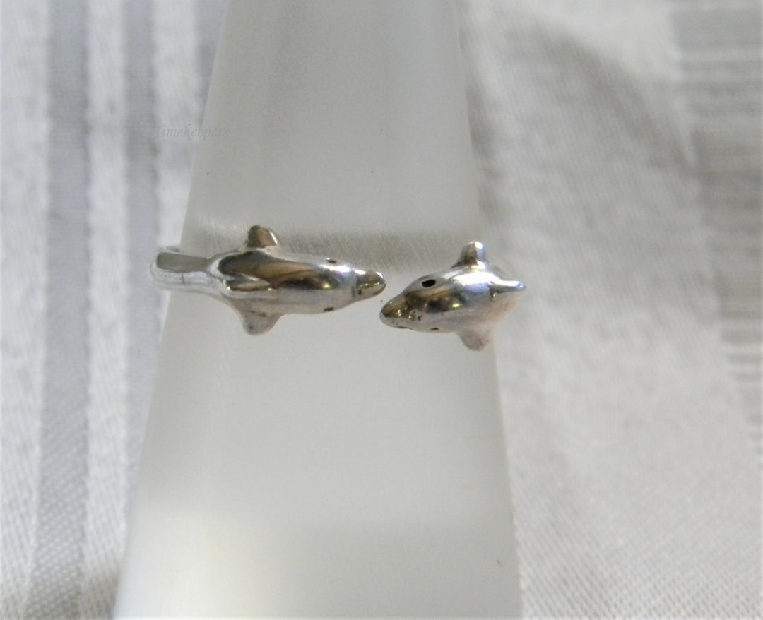 h952 Cute Dolphin Bypass Sterling Silver Ring