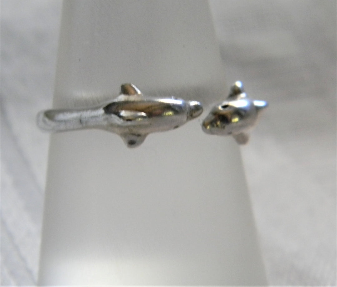 h952 Cute Dolphin Bypass Sterling Silver Ring