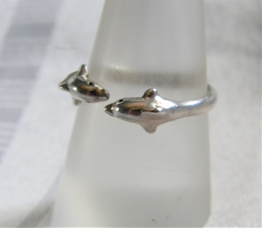 h952 Cute Dolphin Bypass Sterling Silver Ring