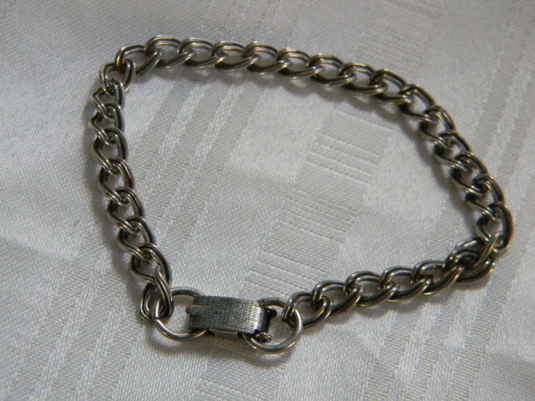 j720 Nice Silver Tone Charm Double Link Bracelet