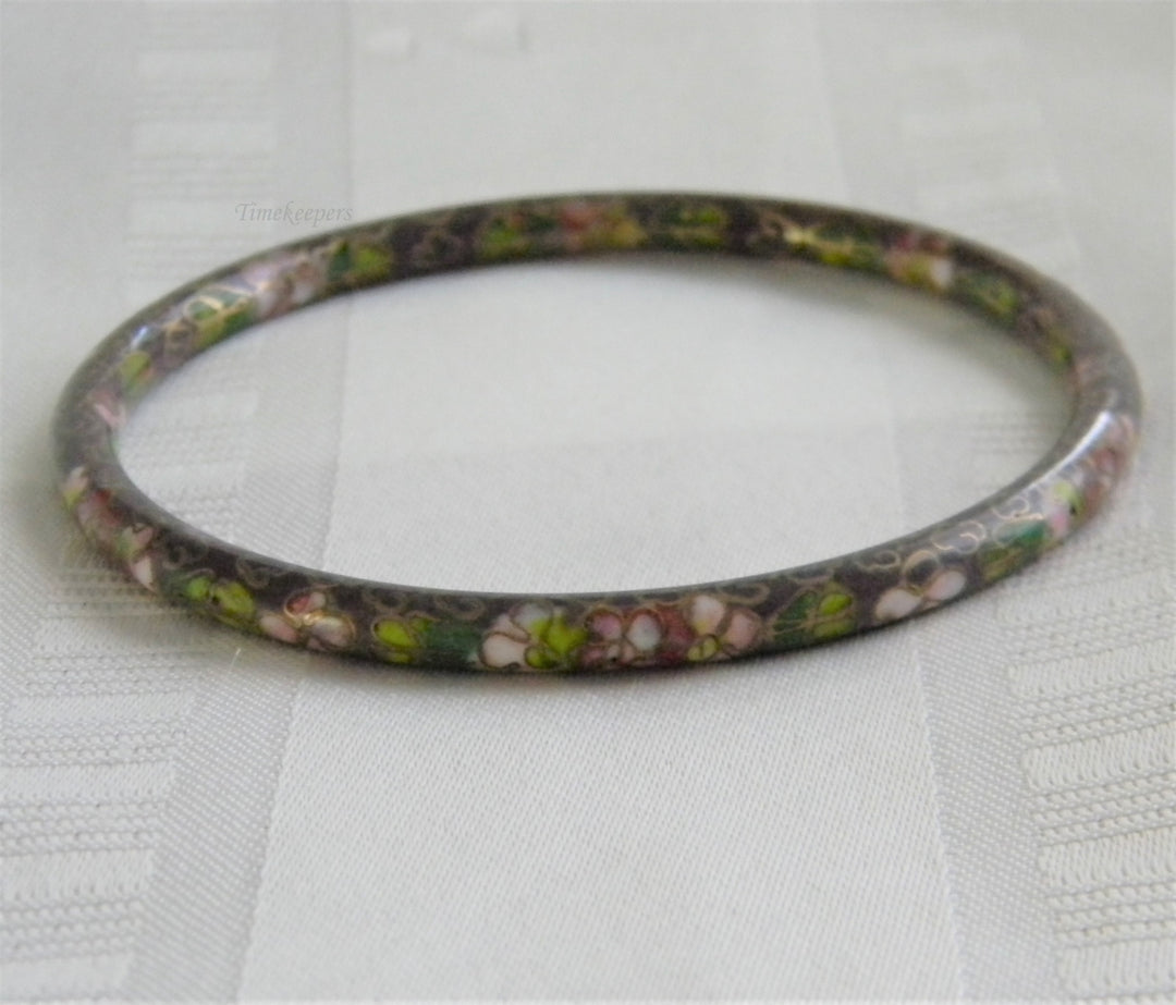 h959 Pretty Vintage Unique Cloisonne Bangle Bracelet in Purple