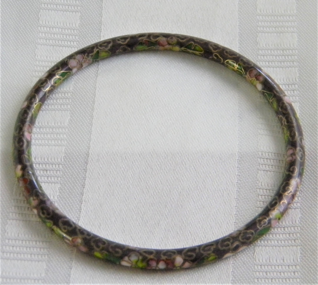 h959 Pretty Vintage Unique Cloisonne Bangle Bracelet in Purple