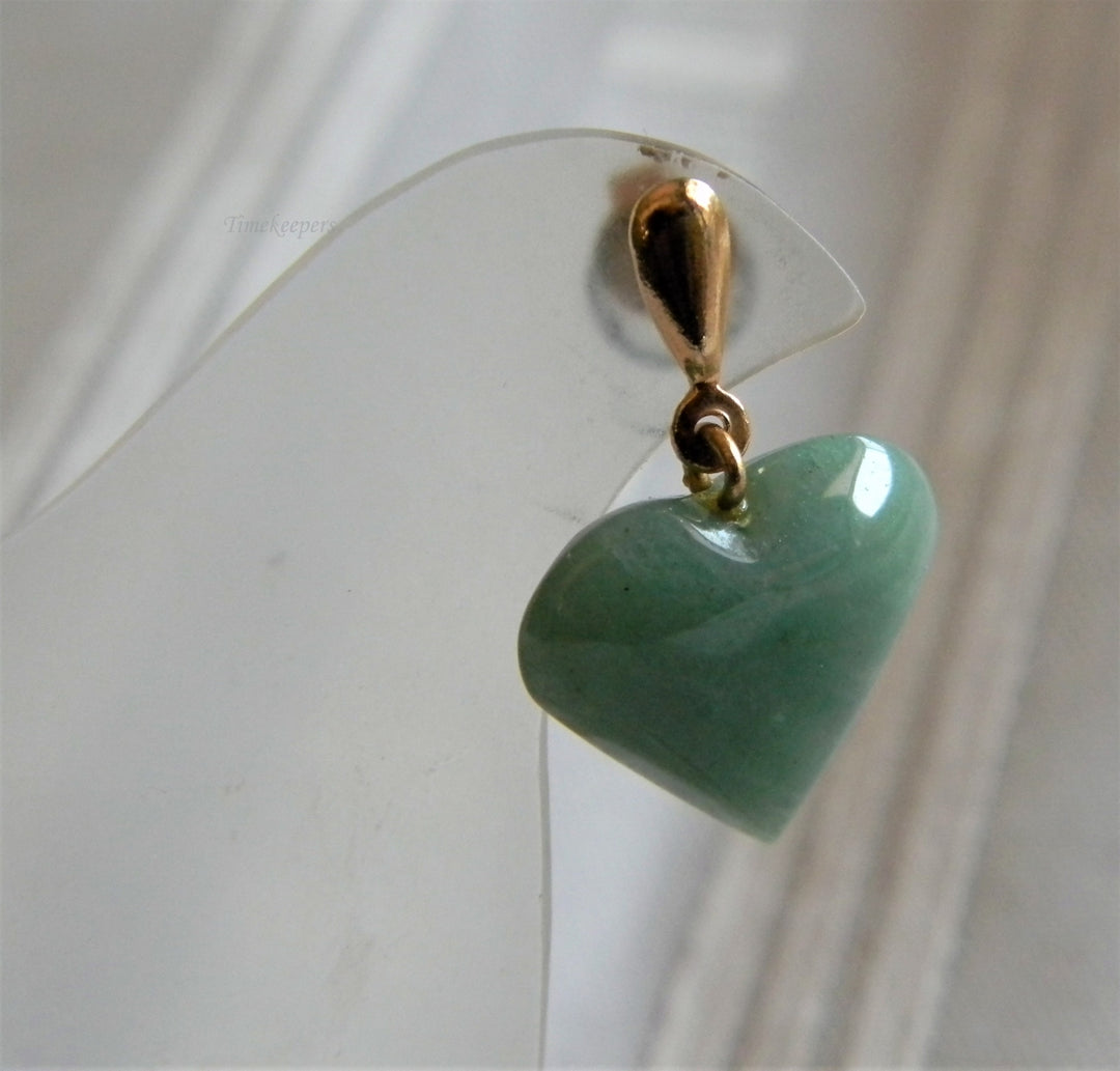 h997 Beautiful Gold Filled Jade Heart Dangle Earrings and Pendant