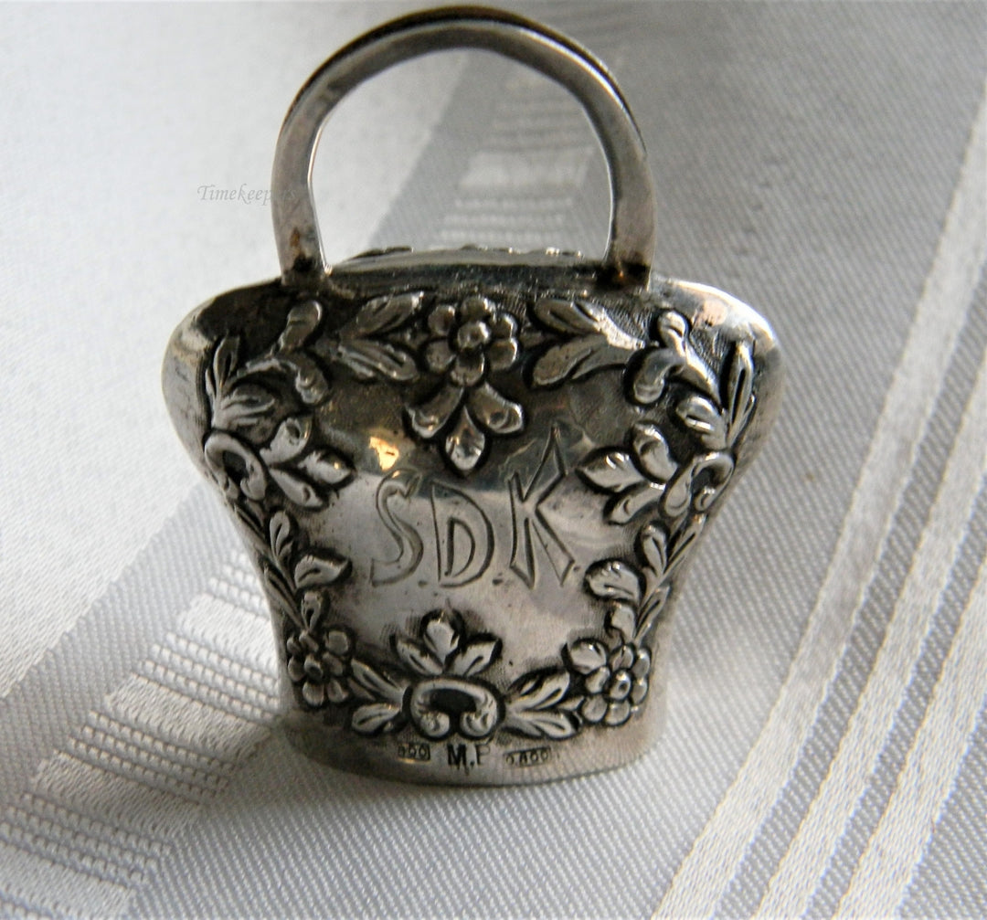 p005 Nice Vintage Small 800 Silver Embossed Bell