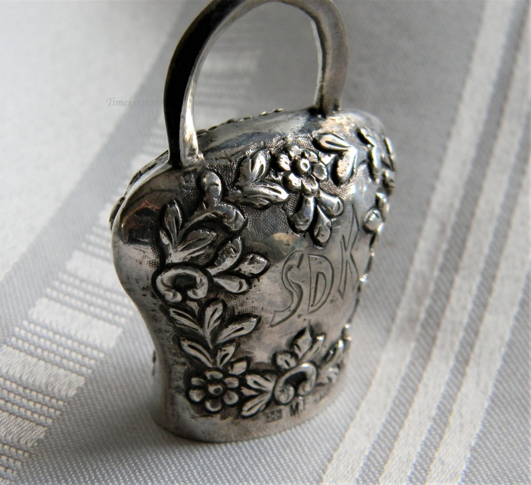 p005 Nice Vintage Small 800 Silver Embossed Bell