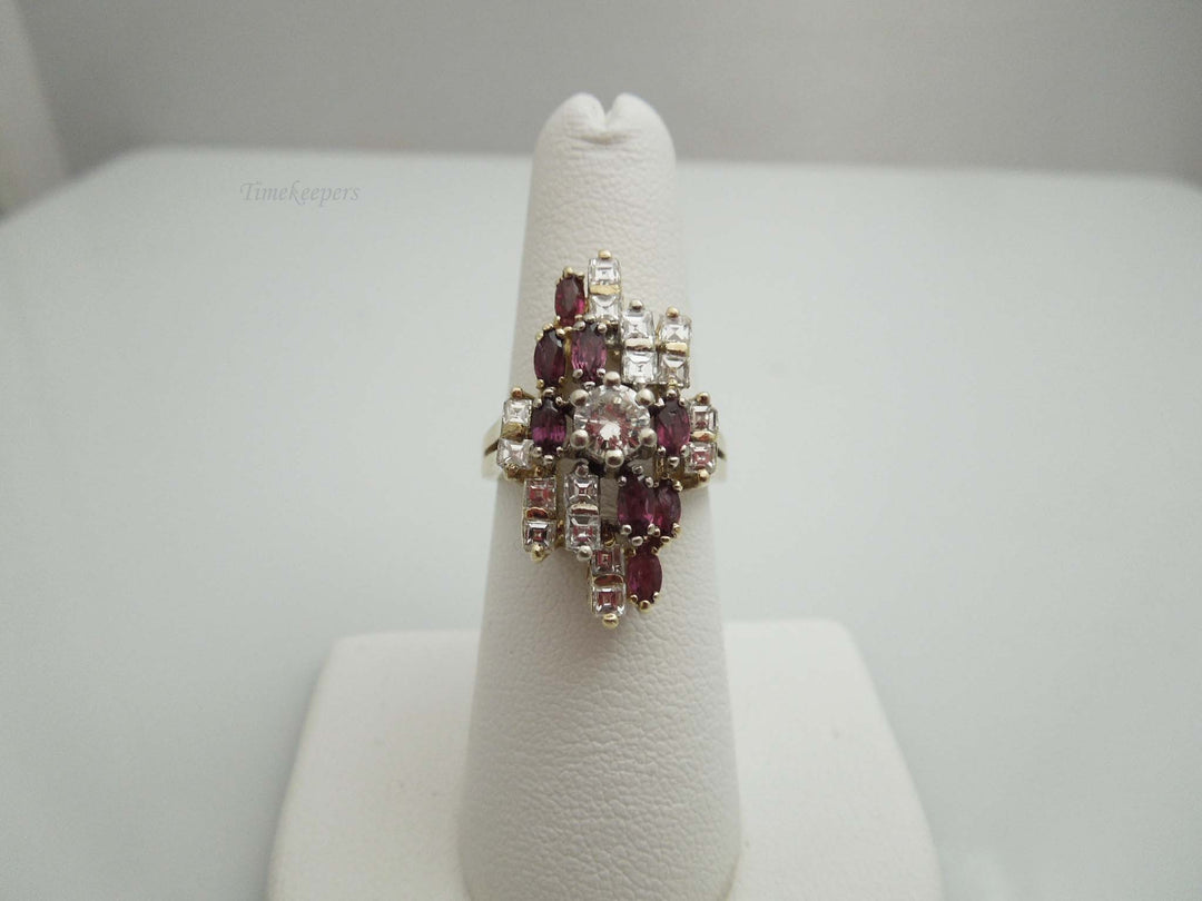 g674 Stunning Ladies 14kt Yellow Gold Ruby and Diamond Ring Size 6.5