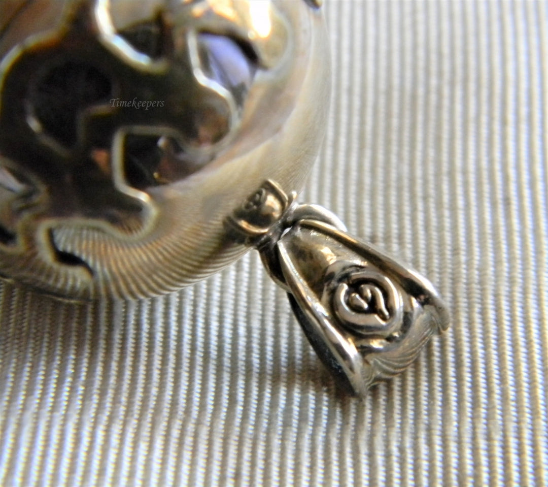 p022 Nice Sterling Silver Large Ball Charm or Pendant with a Circle of Figures