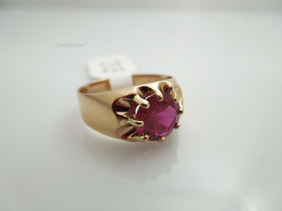 g719 Beautiful Ladies 10kt Rose Gold Synthetic Ruby Ring