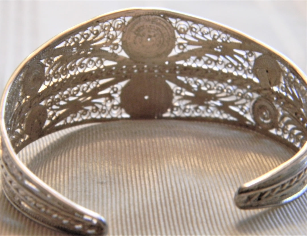 p044 Stunning Vintage 950 Silver Filigree Cuff Bracelet