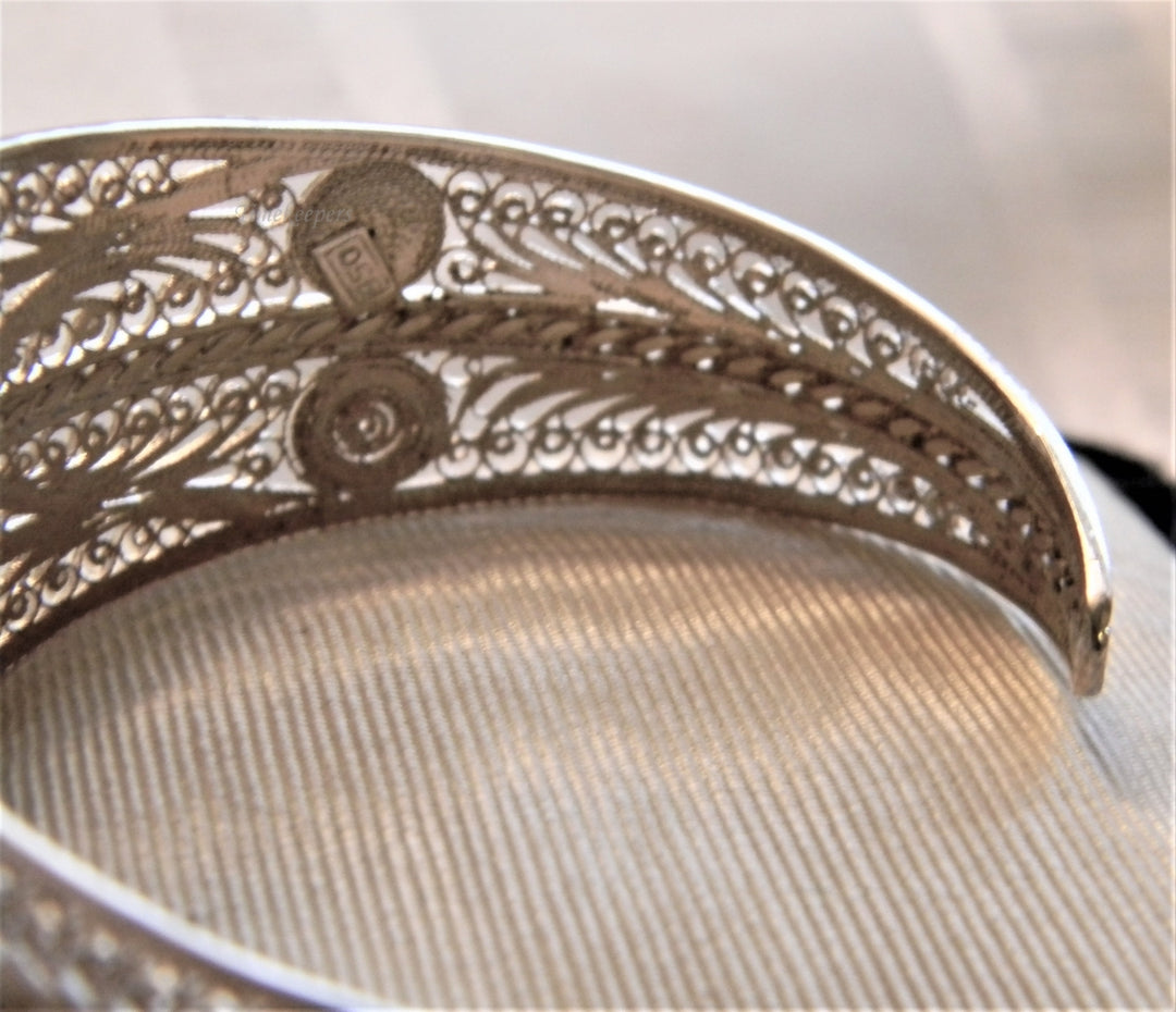 p044 Stunning Vintage 950 Silver Filigree Cuff Bracelet