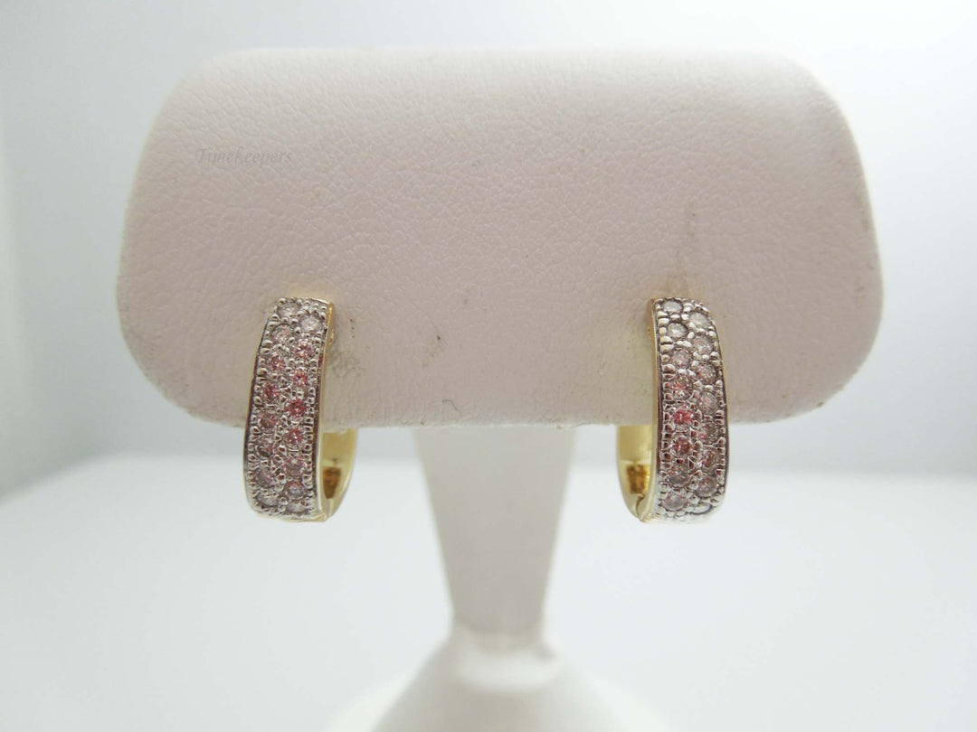 g741 Lovely Ladies 14kt Yellow Gold Diamond Earring Hoops