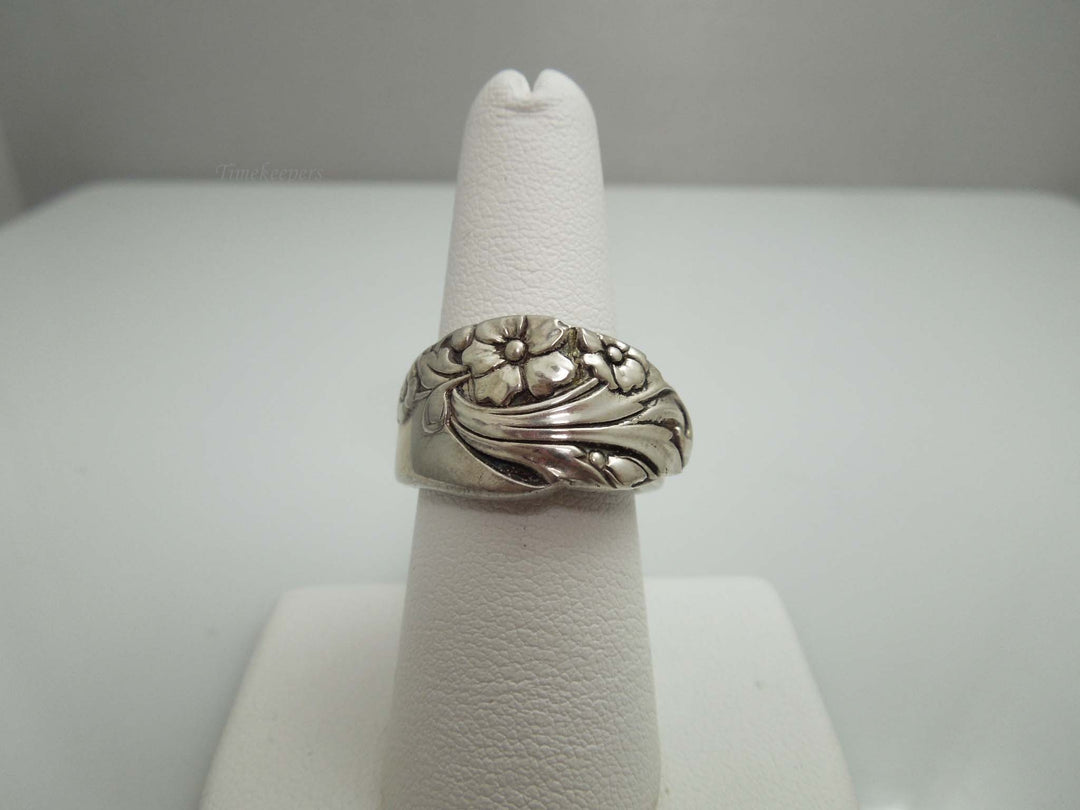 g761 Pretty Ladies Stainless Steel Floral Designed Spoon Ring