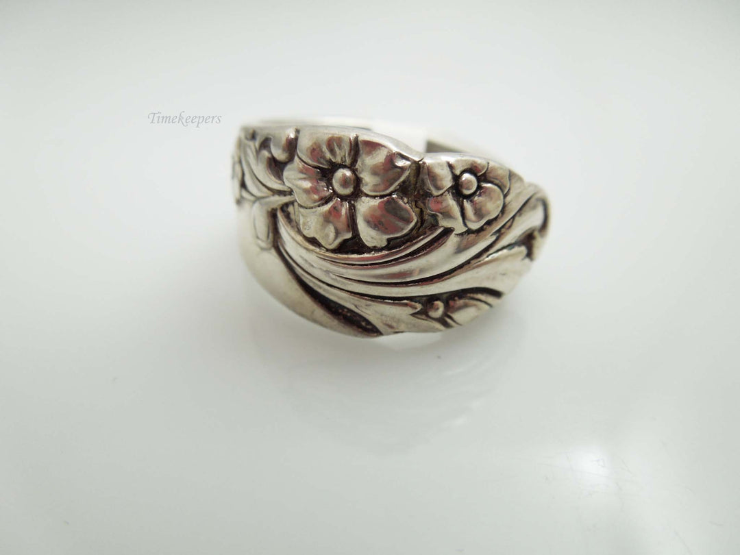 g761 Pretty Ladies Stainless Steel Floral Designed Spoon Ring