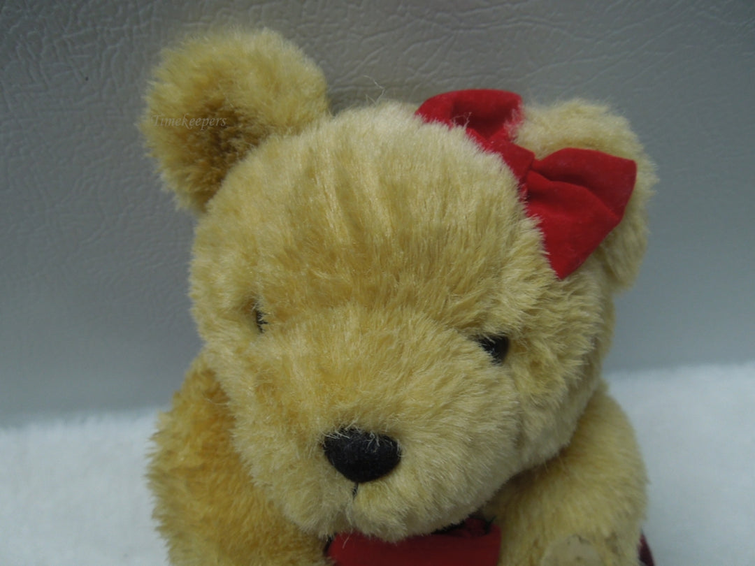 q835 RARE Vintage Chrisha Playful Plush Teddy Bear wear Red Tartan dress 10" Stuffed Animal Toys