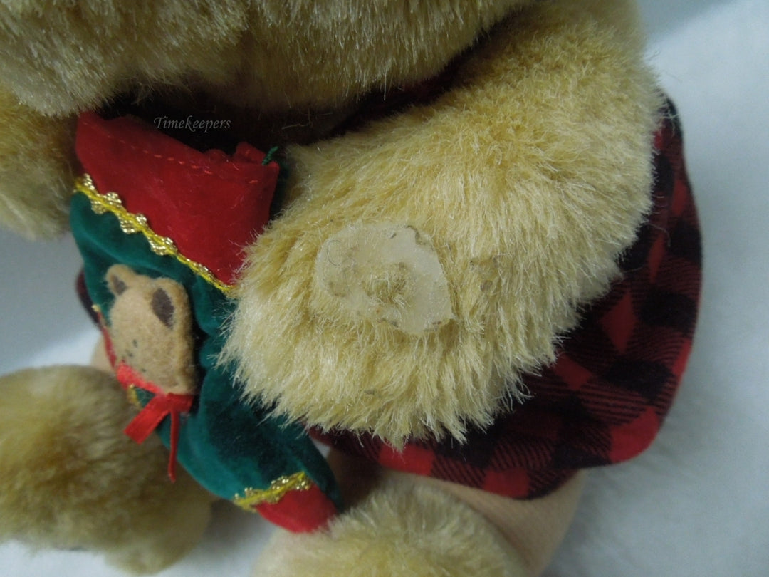 q835 RARE Vintage Chrisha Playful Plush Teddy Bear wear Red Tartan dress 10" Stuffed Animal Toys