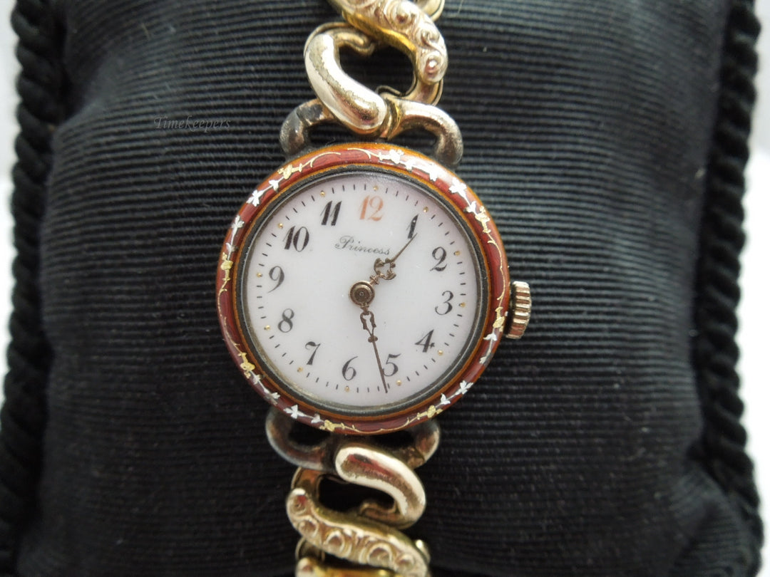 g788 Lovely Ladies Decorated Cloisonne Princess Silver Mechanical Wristwatch with Scissor Band