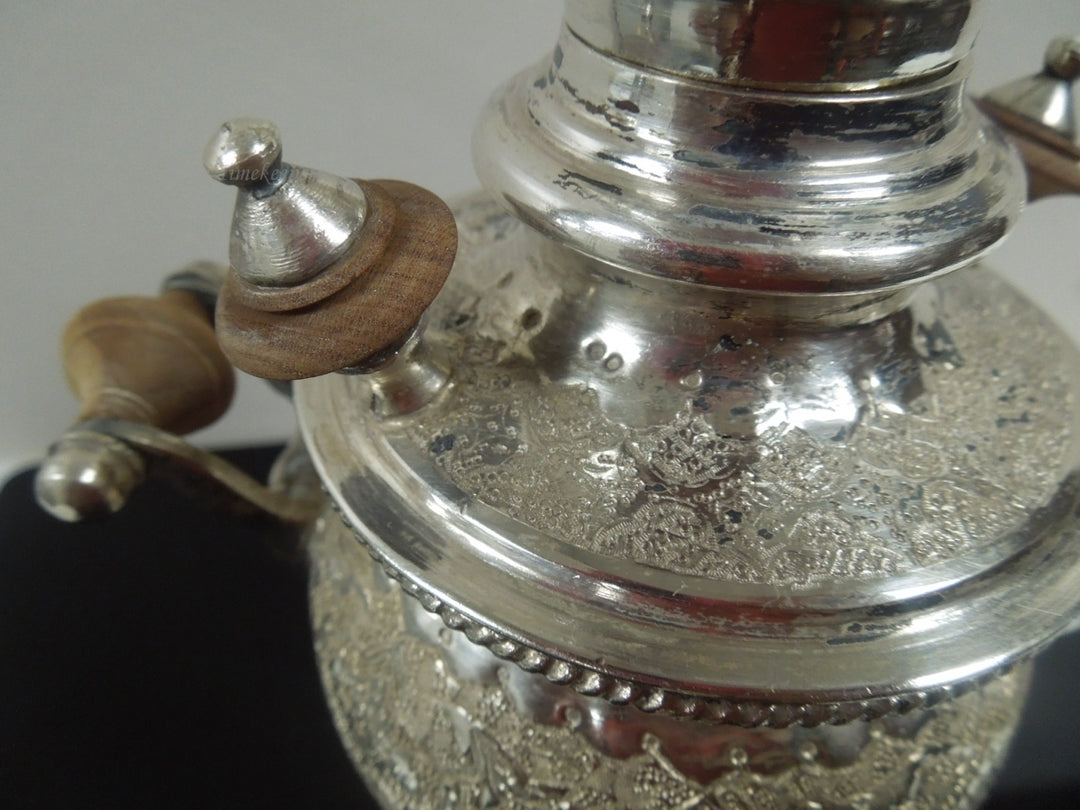 q866 Antique Rare Russian  Souvenir Mini Miniature Silver Plating Samovar 1898