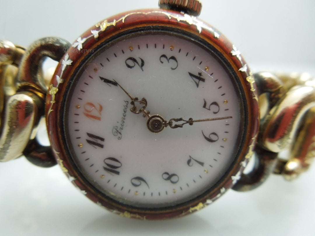g788 Lovely Ladies Decorated Cloisonne Princess Silver Mechanical Wristwatch with Scissor Band