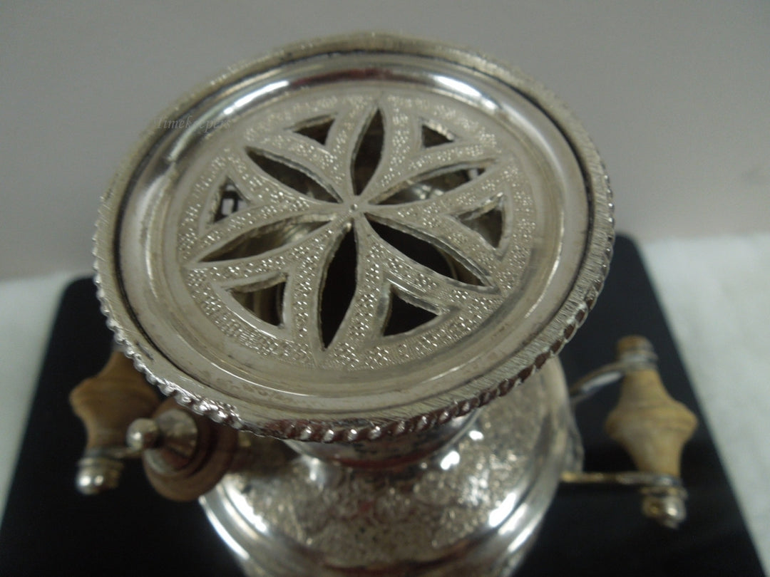 q866 Antique Rare Russian  Souvenir Mini Miniature Silver Plating Samovar 1898