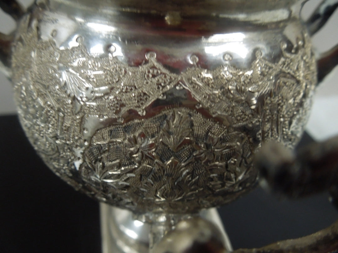 q866 Antique Rare Russian  Souvenir Mini Miniature Silver Plating Samovar 1898