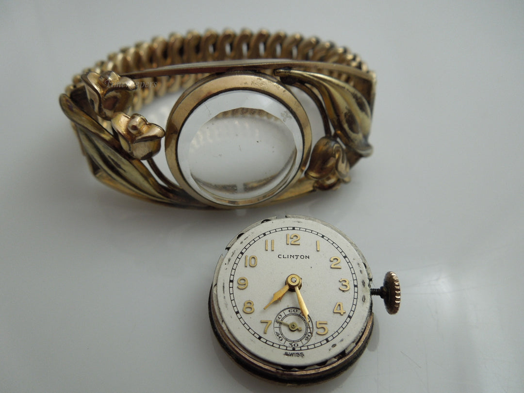 g789 Ladies Vintage Gold Filled Clinton Mechanical Wristwatch