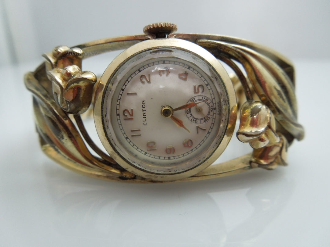 g789 Ladies Vintage Gold Filled Clinton Mechanical Wristwatch