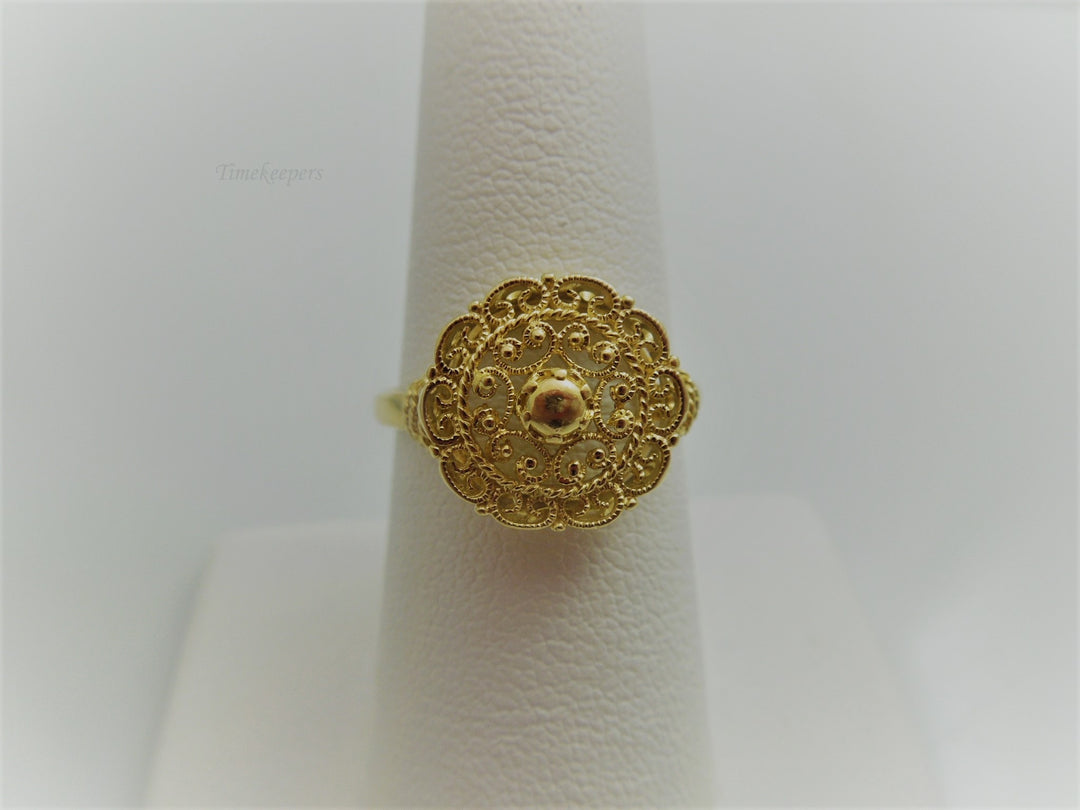 g791 Stunning Ladies 18kt Yellow Gold Filigree Style Ring Size 7.75