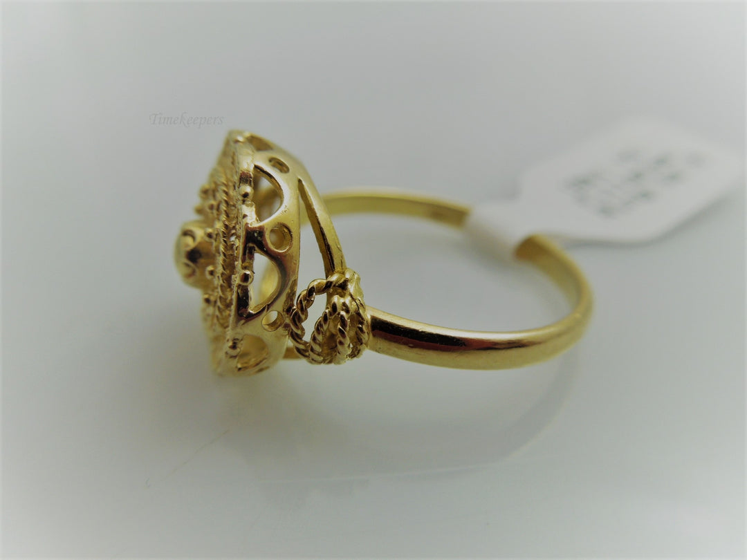 g791 Stunning Ladies 18kt Yellow Gold Filigree Style Ring Size 7.75