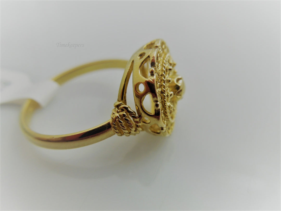 g791 Stunning Ladies 18kt Yellow Gold Filigree Style Ring Size 7.75