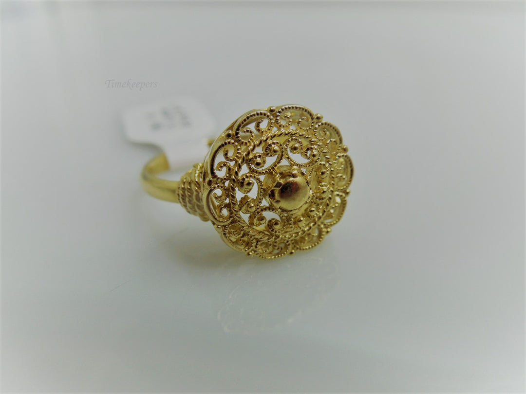 g791 Stunning Ladies 18kt Yellow Gold Filigree Style Ring Size 7.75