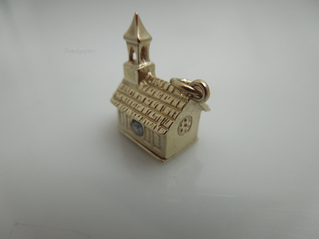 g799 Adorable Ladies 14kt Yellow Gold Vintage Church Charm or Pendant