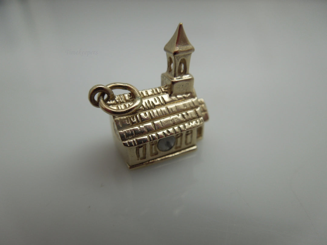 g799 Adorable Ladies 14kt Yellow Gold Vintage Church Charm or Pendant