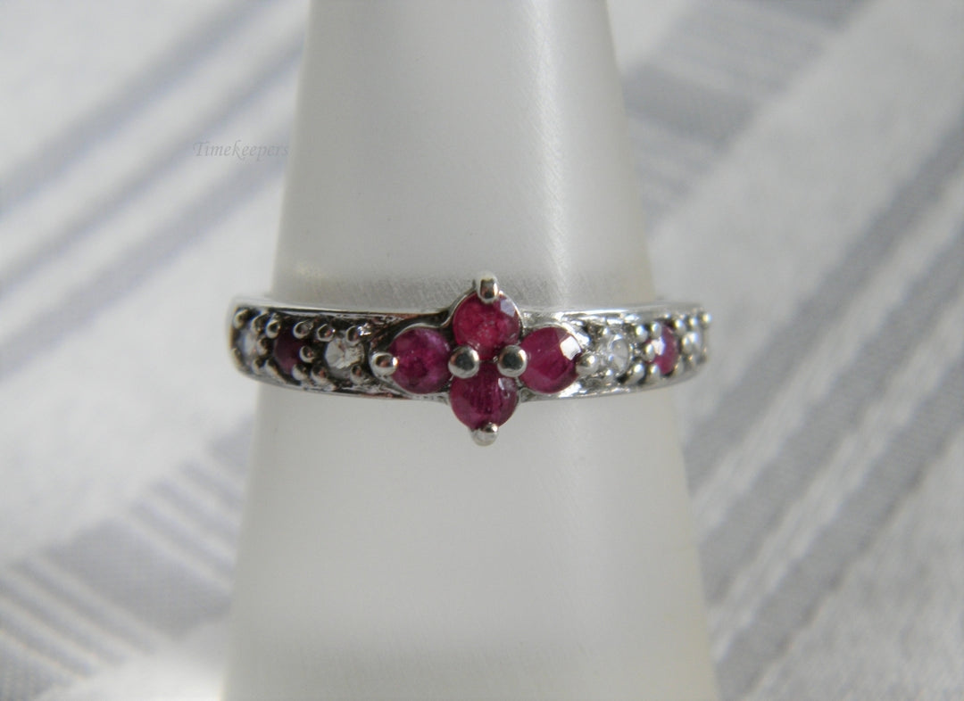 p129 Beautiful Ladies Sterling Silver ruby Ring with CZ Size 8