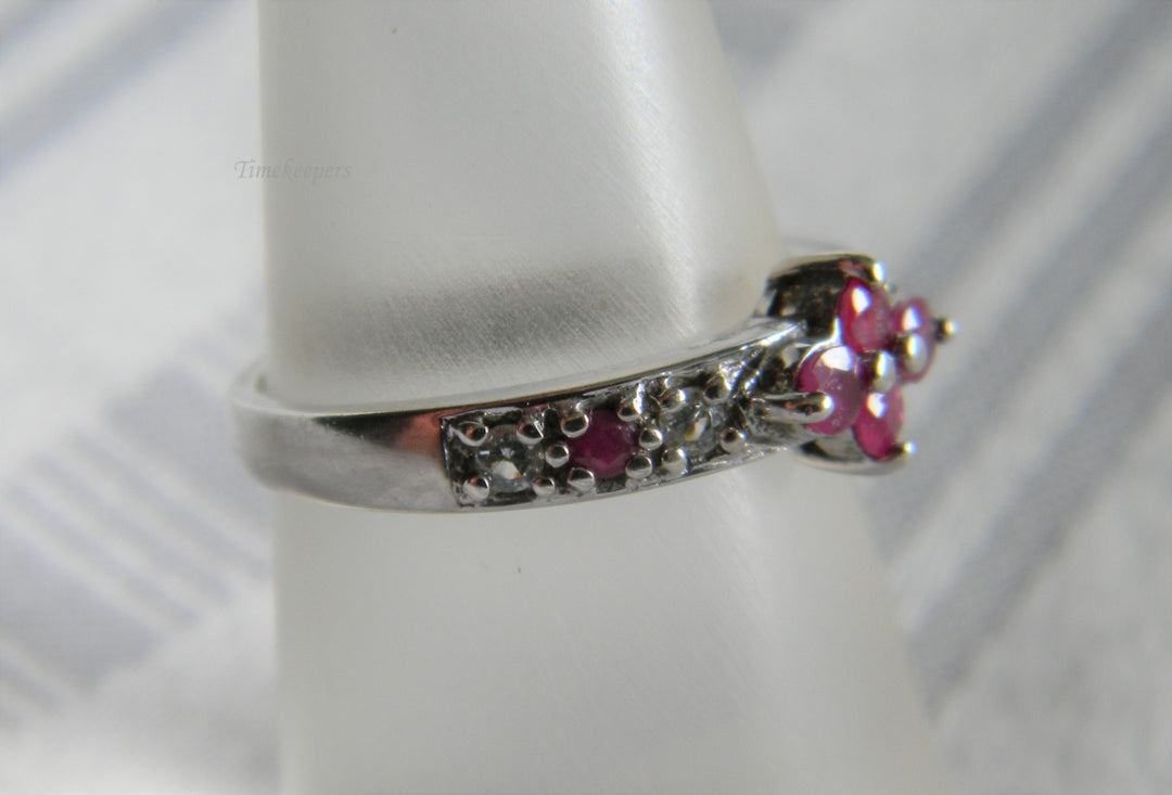 p129 Beautiful Ladies Sterling Silver ruby Ring with CZ Size 8