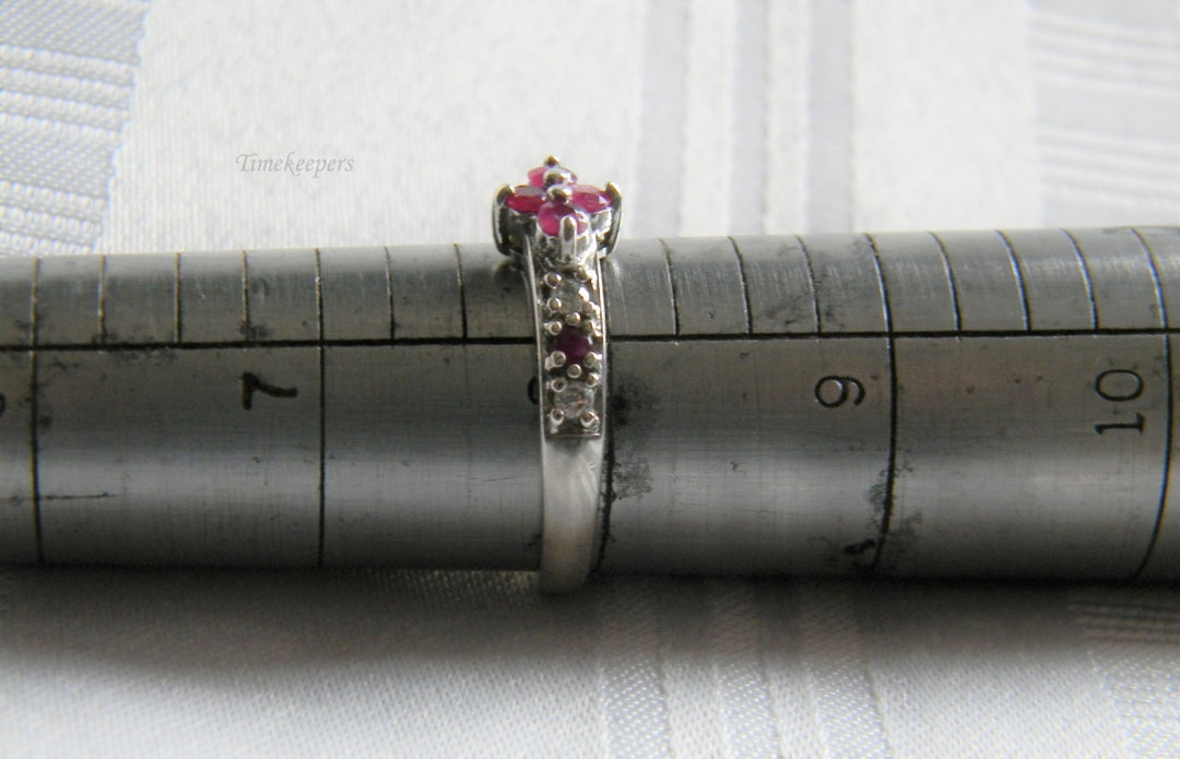 p129 Beautiful Ladies Sterling Silver ruby Ring with CZ Size 8