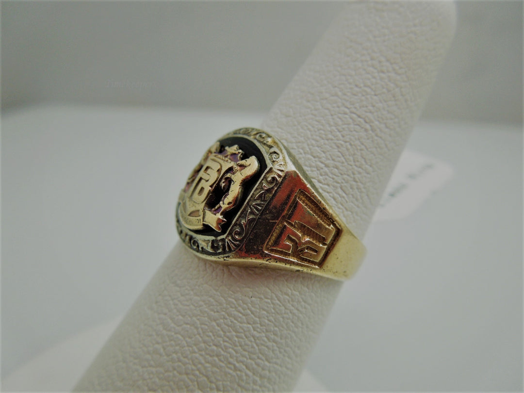 g819 Vintage 1931 Poplar Bluff High School Class Ring in 10kt Yellow Gold