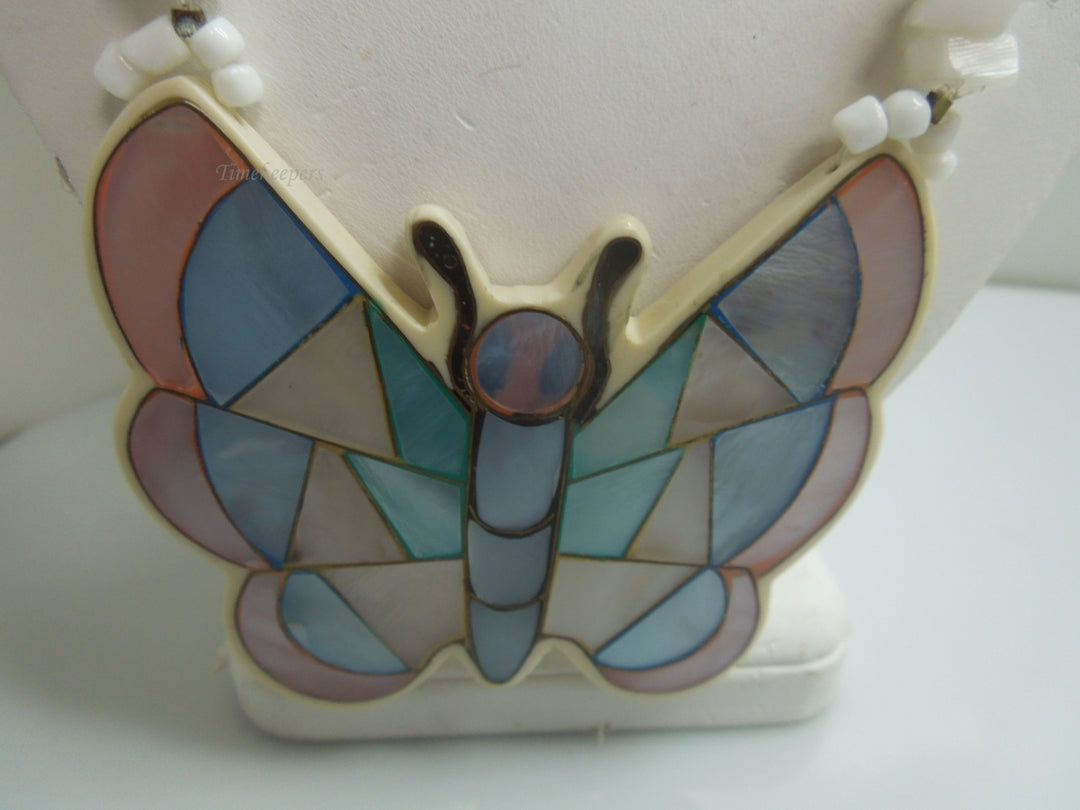 s295 Mother of Pearl Mosaic Shell Necklace 20.5"