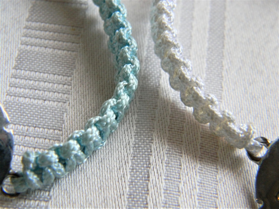 p147 Lot of 3 Ocean Themed Macrame Bracelets In Blue and White