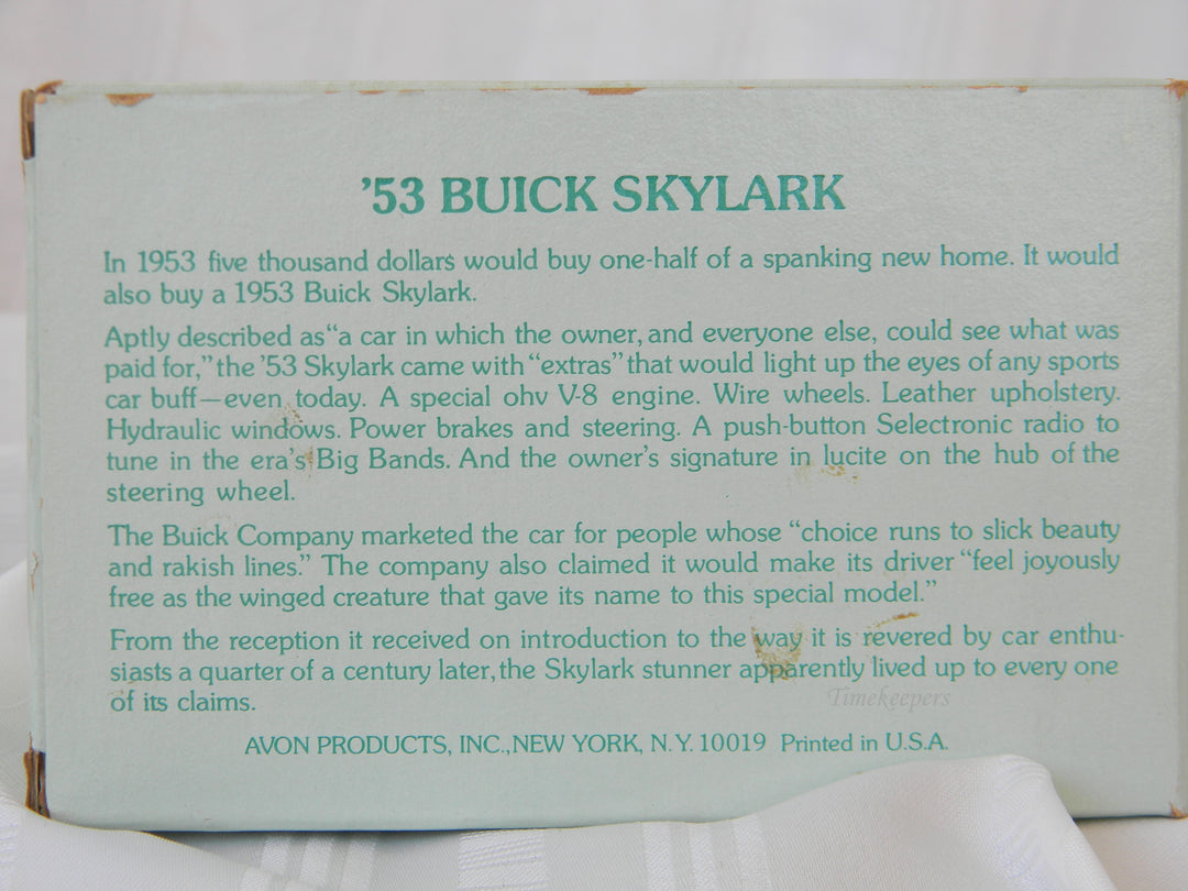 j229 Avon 1953 Buick Skylark After Shave Bottle in Original Box