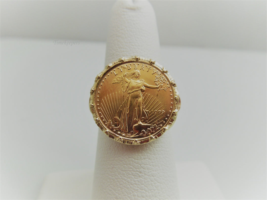 g845 Stunning Unisex 14kt Yellow Gold Liberty Coin Ring