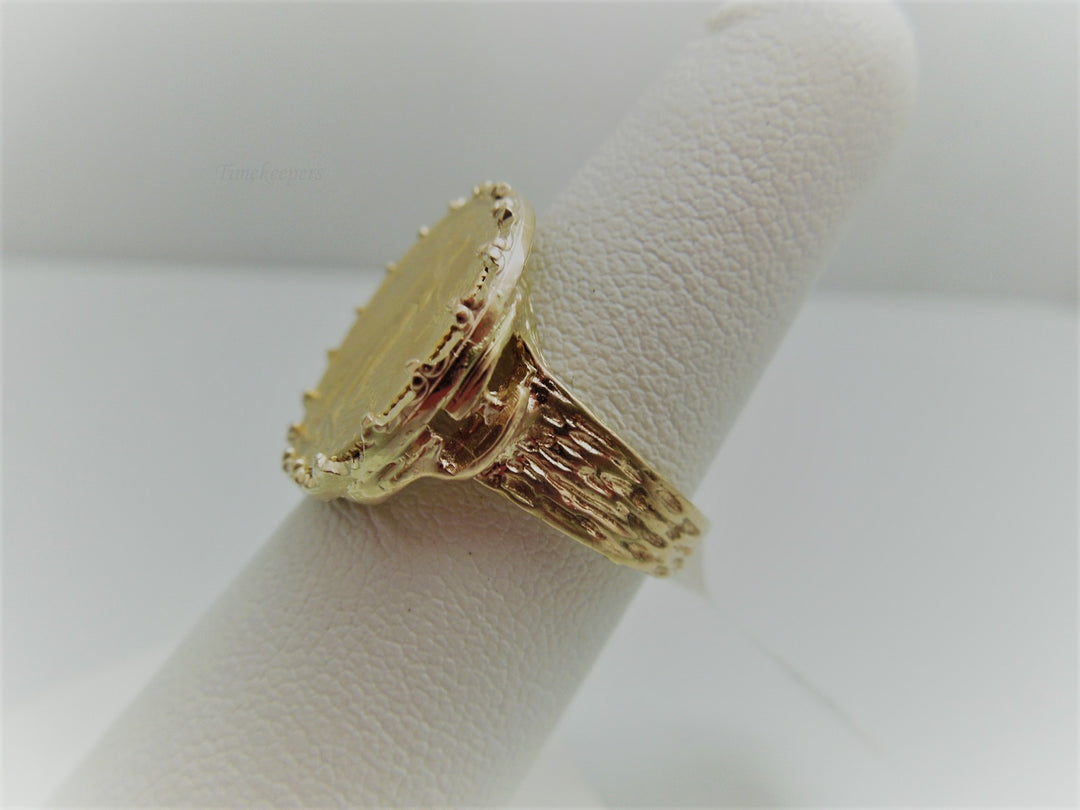 g845 Stunning Unisex 14kt Yellow Gold Liberty Coin Ring