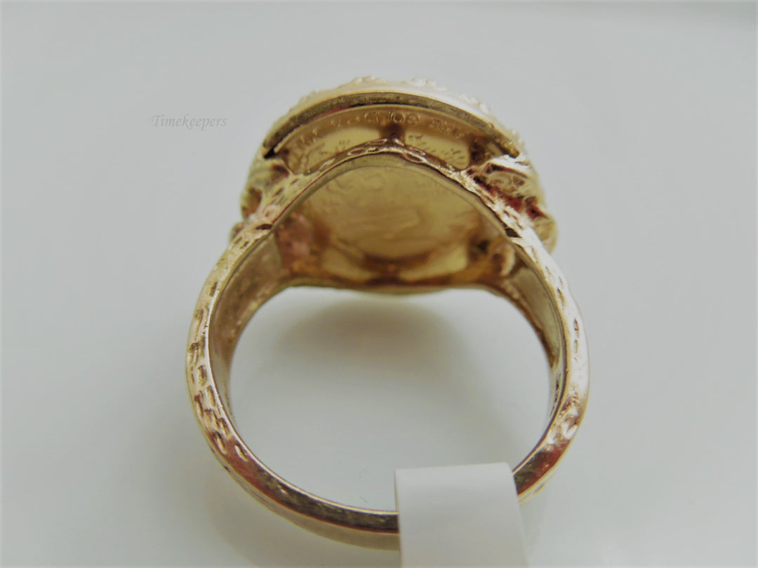 g845 Stunning Unisex 14kt Yellow Gold Liberty Coin Ring